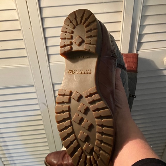 Sperry Brown and Gray Quilted Knee-High Boots - Picture 7 of 12